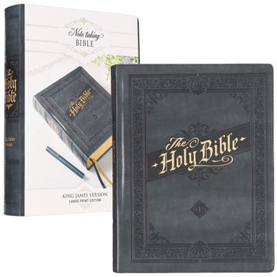 KJV Holy Bible, Large Print Note-taking Bible, Faux Leather Hardcover, Gray