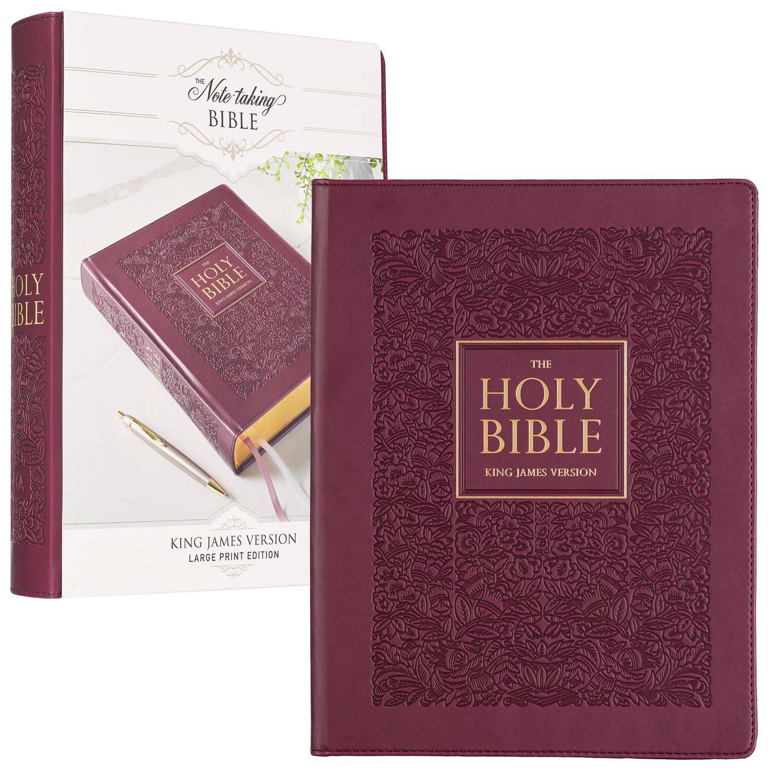 KJV Holy Bible, Large Print Note-taking Bible, Faux Leather Hardcover King James Version, Plum