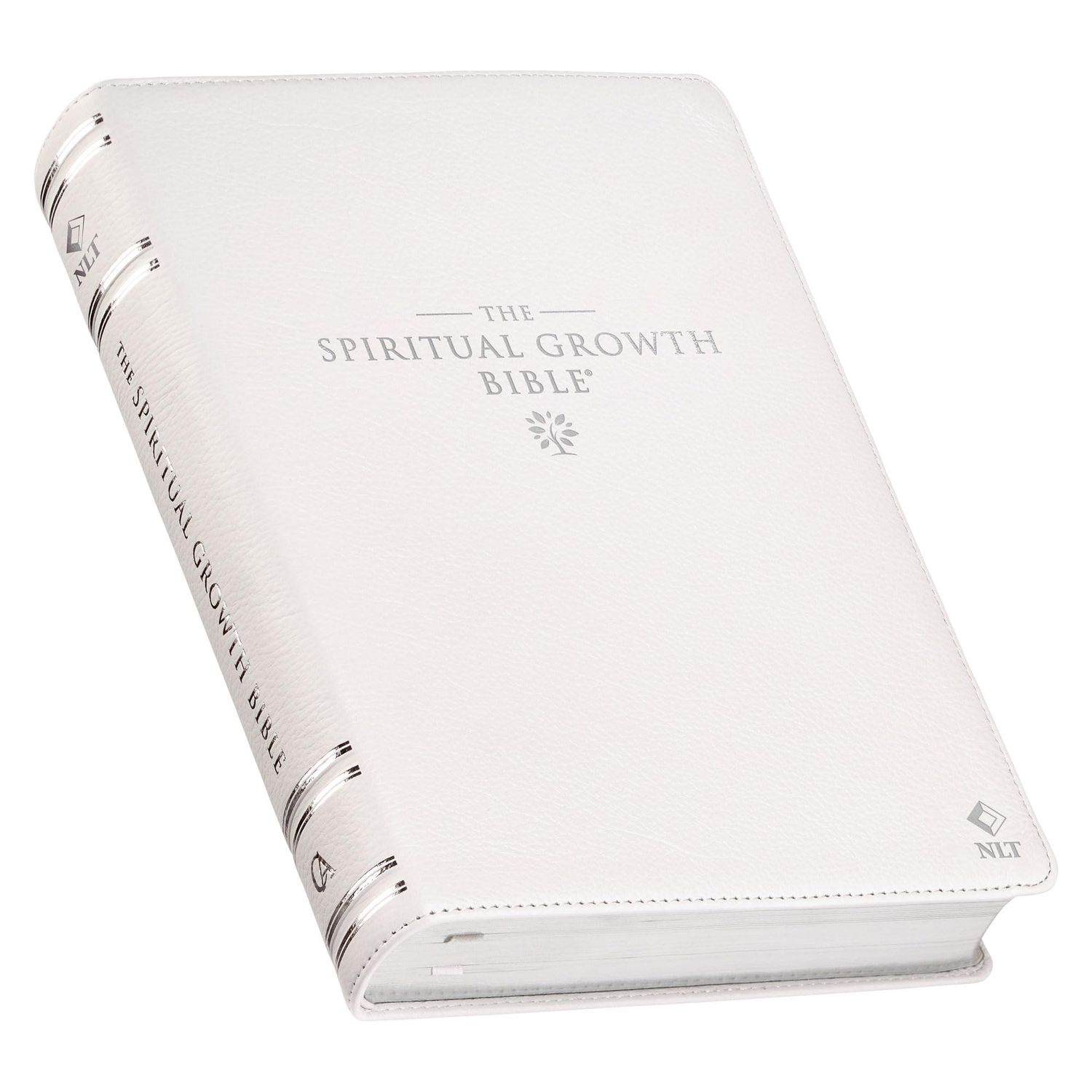 The Spiritual Growth Bible, Study Bible, NLT - Premium Full Grain Leather, White