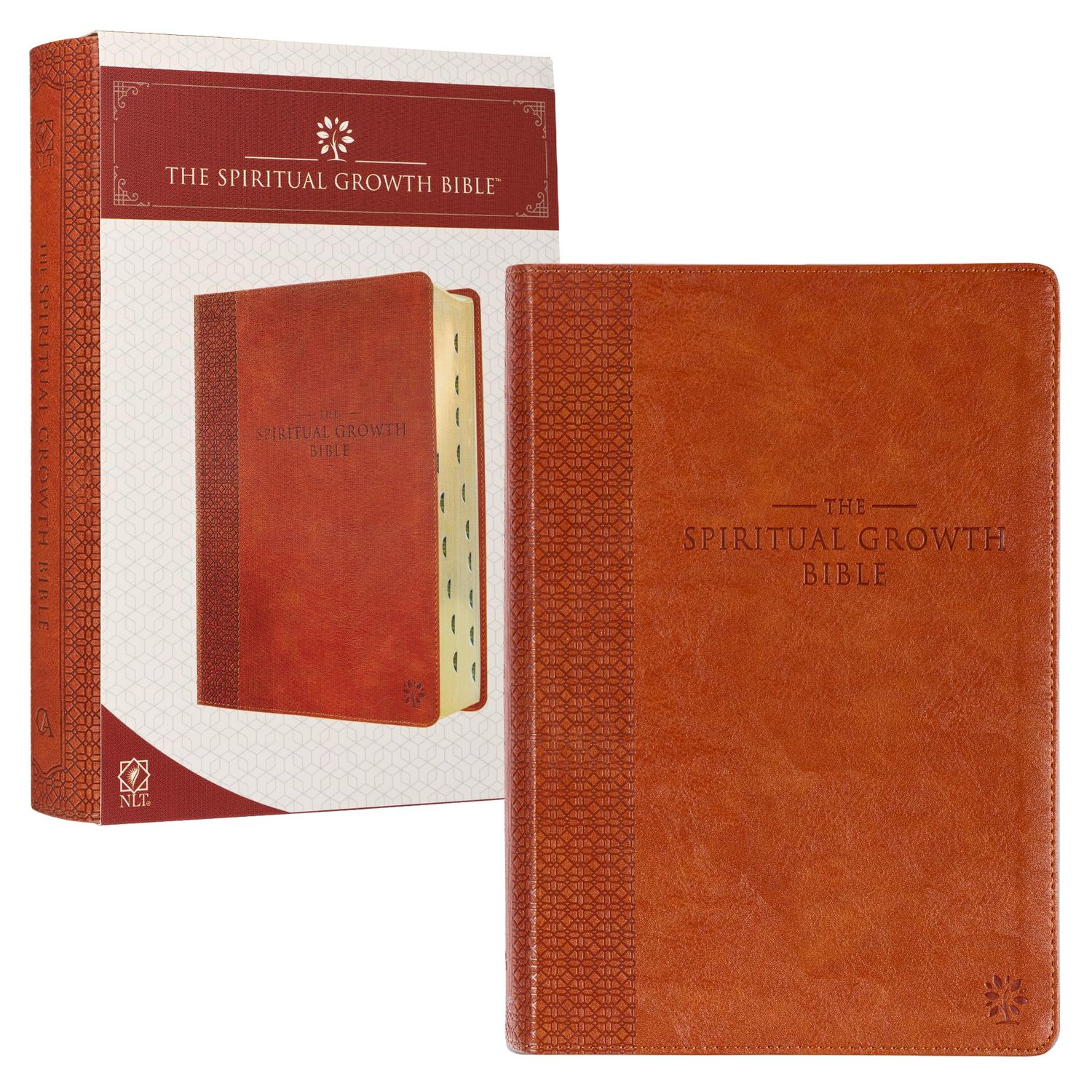 The Spiritual Growth Bible, Study Bible, NLT - Faux Leather, Saddle Tan