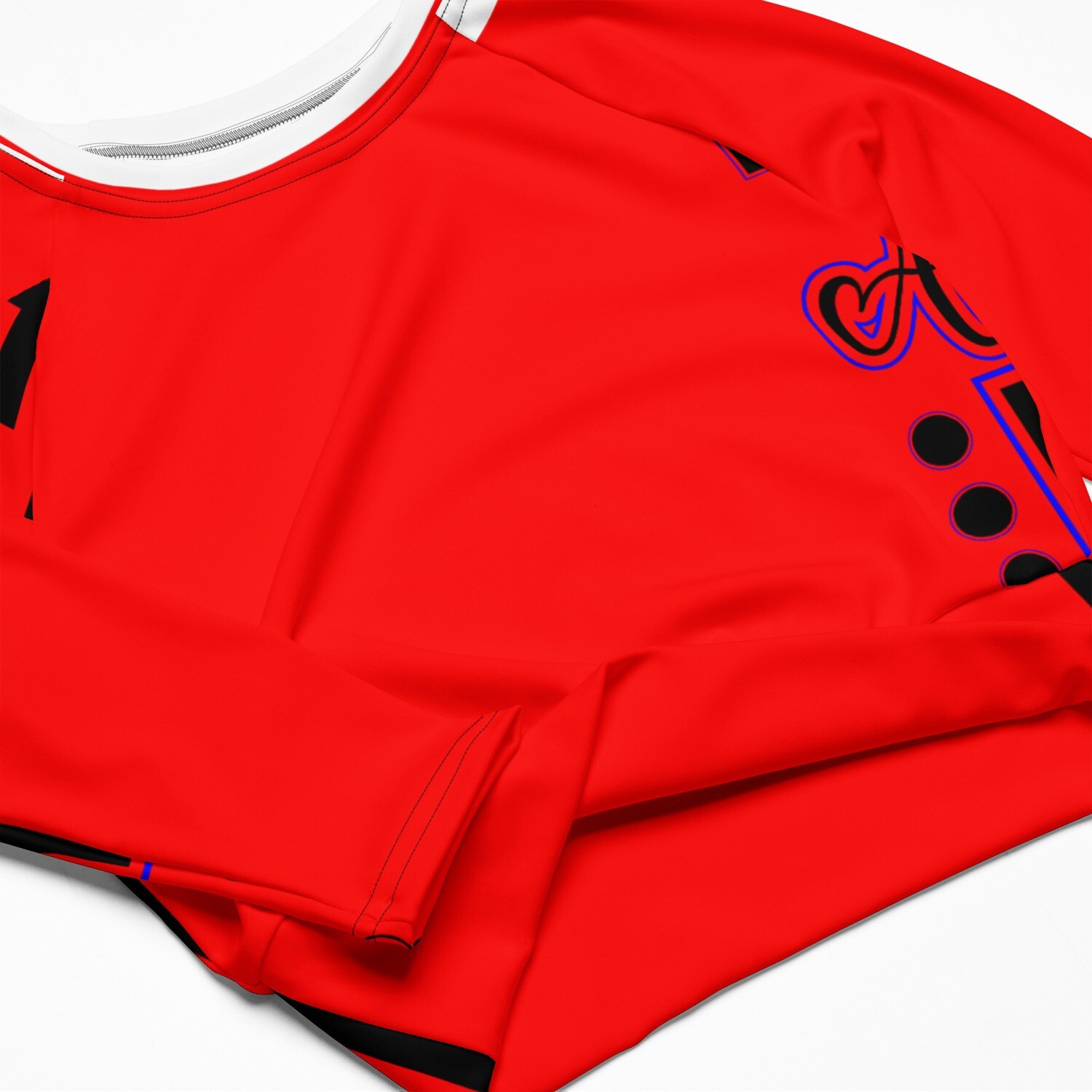Red Recycled long-sleeve crop top