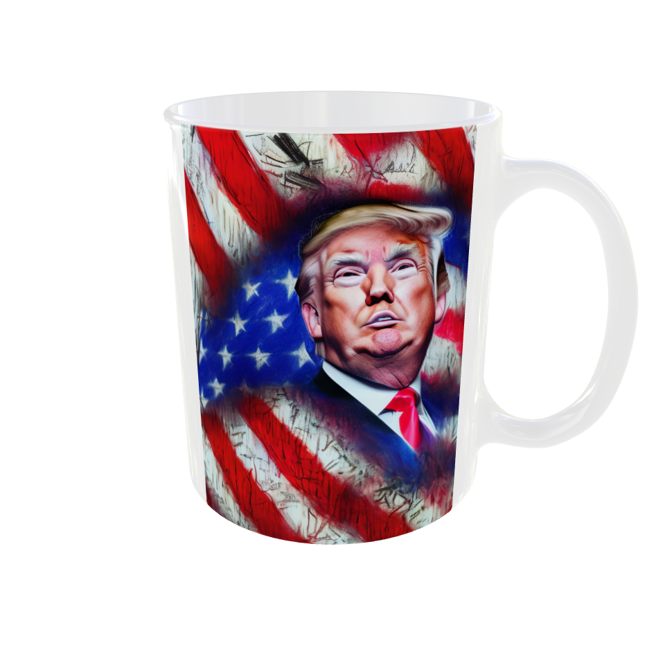 Trump with Flag Mug Version 2