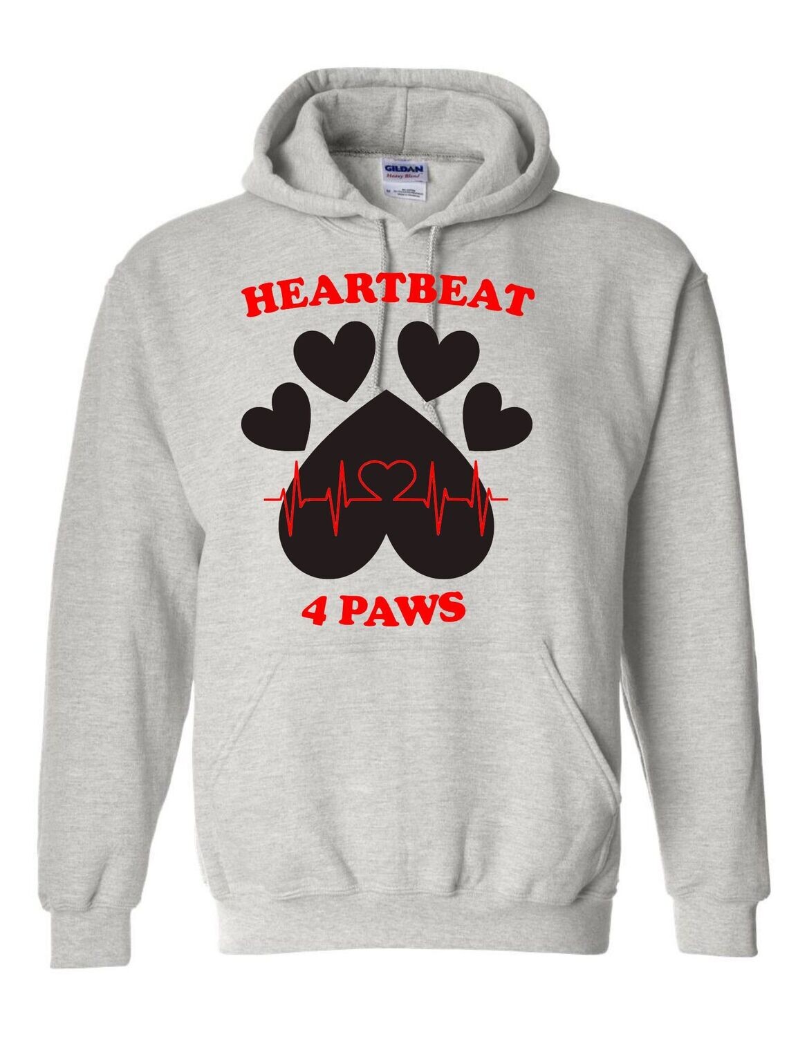 Heartbeat 4 Paws Ash Gray Hooded Sweatshirt