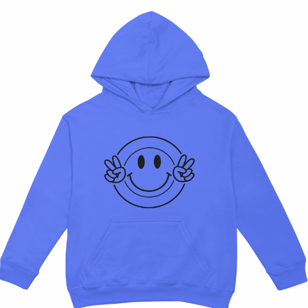 Smiley Face and Peace Sign Hooded Sweatshirt