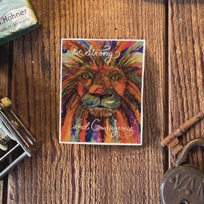Be Strong and Courageous Lion Multicolored Sticker Joshua 1:9