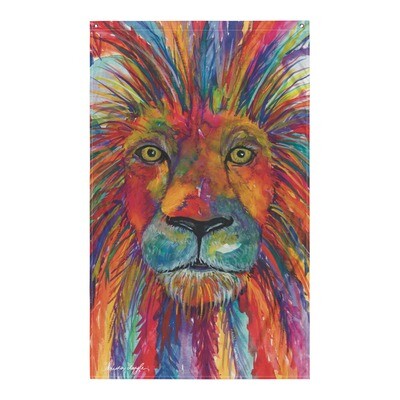 Lion Head Flag Wall Art, featuring the lion of Judah, makes an Unique Gift Be Strong & Courageous 