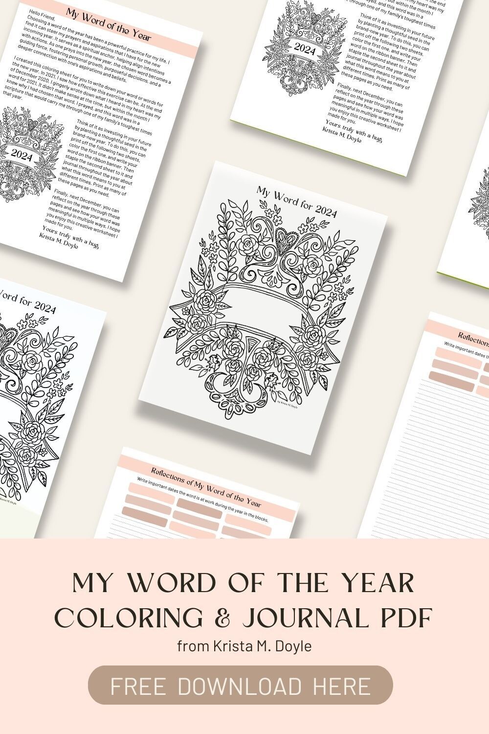 My Word of the Year Coloring & Journal Pages PDF Download -- Free or Choose Your Price