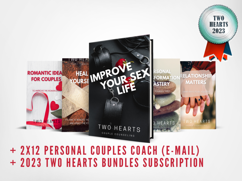 PLATINUM PLACER PACK - Boost your Relationship Valentine's Bundle e-books + 2 x12 months Personal Coach (by e-mail) + 2023 Two Hearts Bundles subscription