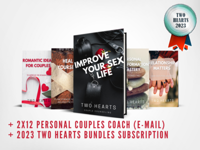 PLATINUM PLACER PACK - Boost your Relationship Valentine&#39;s Bundle e-books + 2 x12 months Personal Coach (by e-mail) + 2023 Two Hearts Bundles subscription