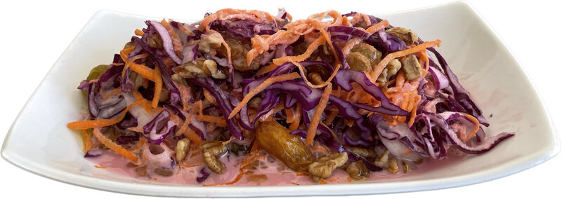 ENSALADA DE ZANAHORIA, COL MORADA,PASITAS Y NUEZ