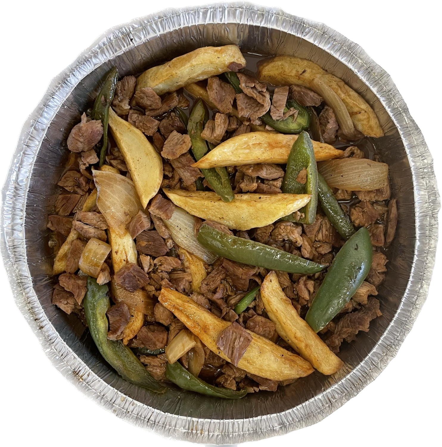 BISTEC TOREADO CON PAPAS, CEBOLLA Y CHILE PESAJ