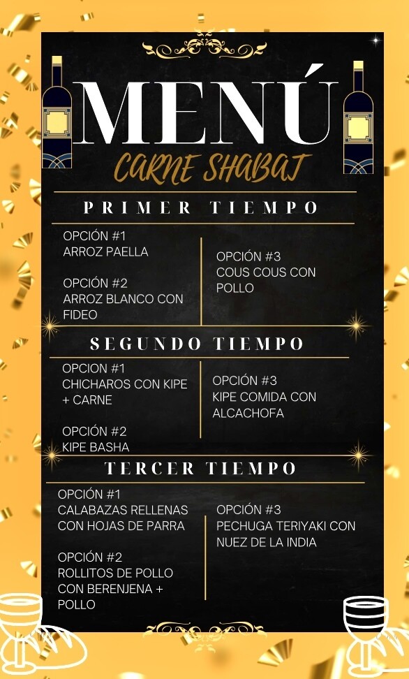 MENU PARA SHABAT CARNE