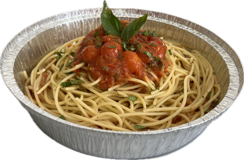 SPAGUETTI CON CHERRY, ALBAHACA Y PARMEGIANO
