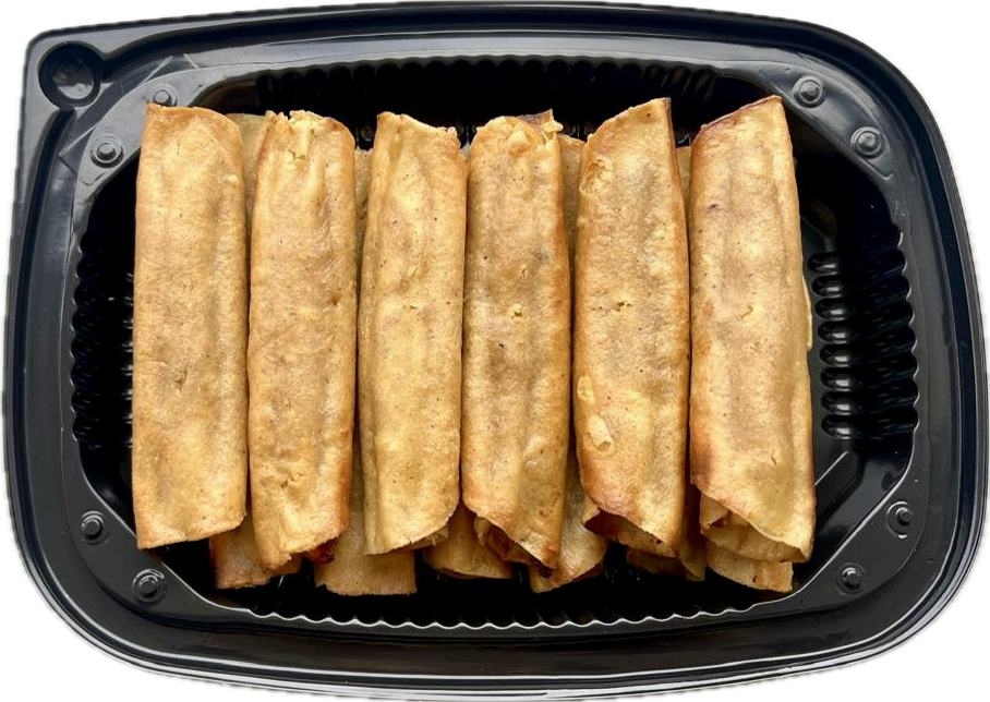 ​TACOS ESTILO CASERO DORADOS DE PECHUGA DE POLLO O BARBACOA 12 PIEZAS