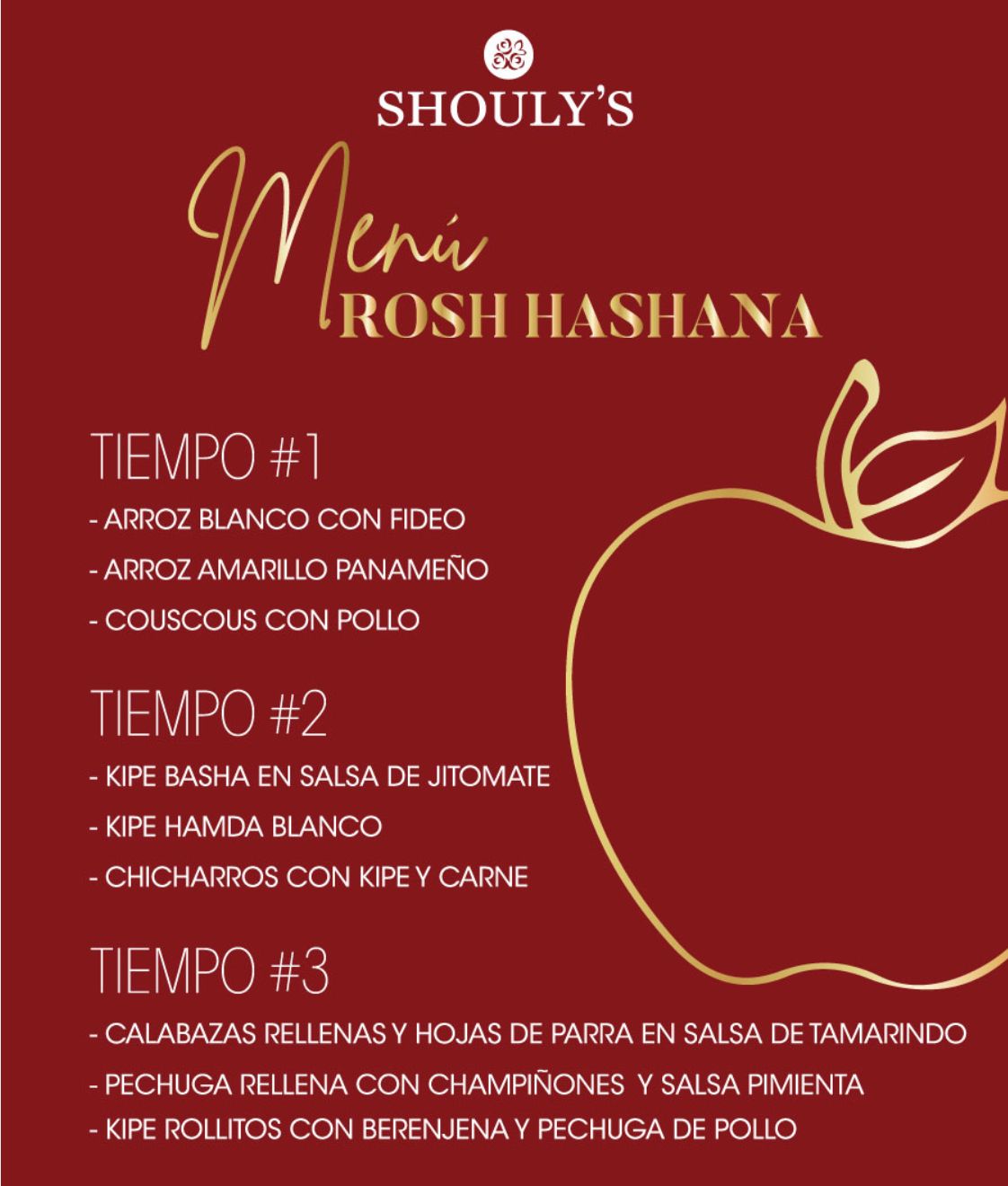 MENU A ELEGIR PARA ROSH HASHANA