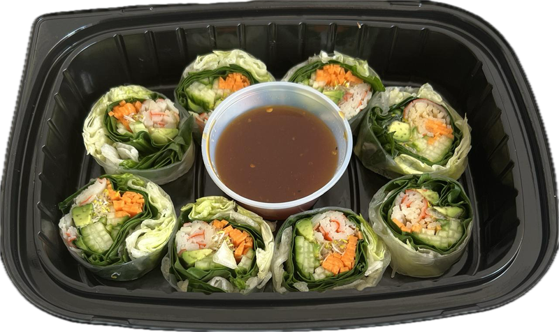 SPRING ROLL DE SURIMI CON HOJA DE ARROZ Y SALSA HOISIN 8 PIEZAS