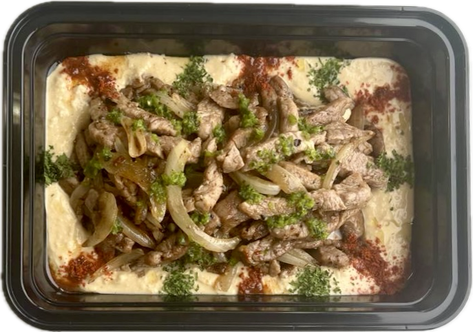 FILETE SOBRE CAMA DE HUMMUS CON TOQUE DE SJUG 1/2 KG