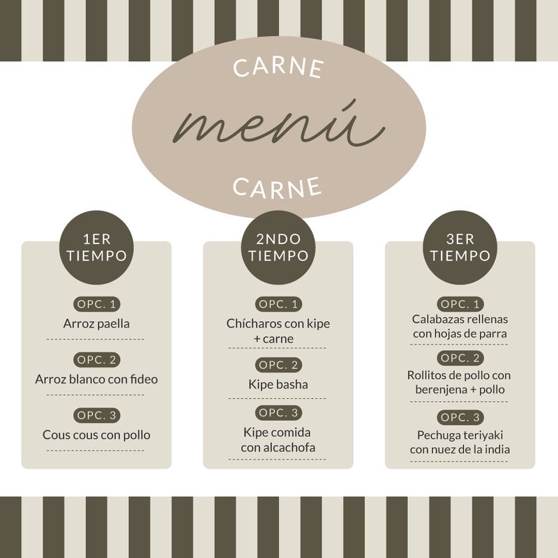 MENU PARA SHABAT CARNE