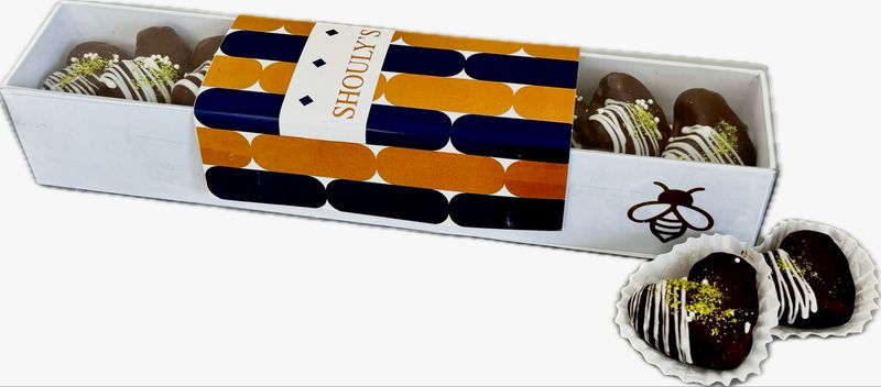 ESTUCHE LARGO CON CORAZONES DE DATILES ROSH HASHANA 10 PZAS