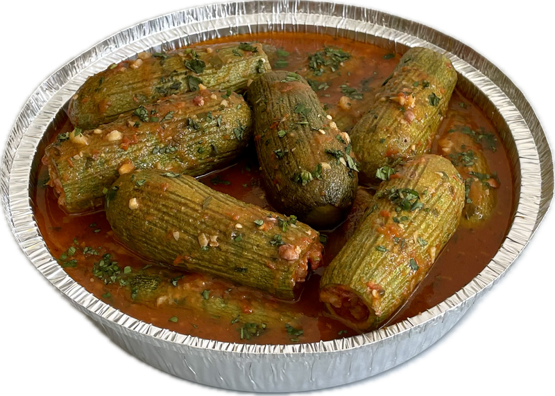 CALABAZAS RELLENAS DE CARNE CON SALSA DE JITOMATE, HIERBABUENA Y LIMON