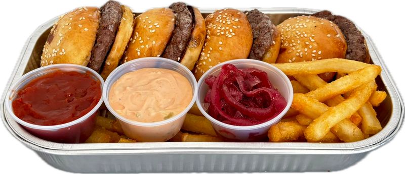 HAMBURGUESAS CON PAPAS FRITAS