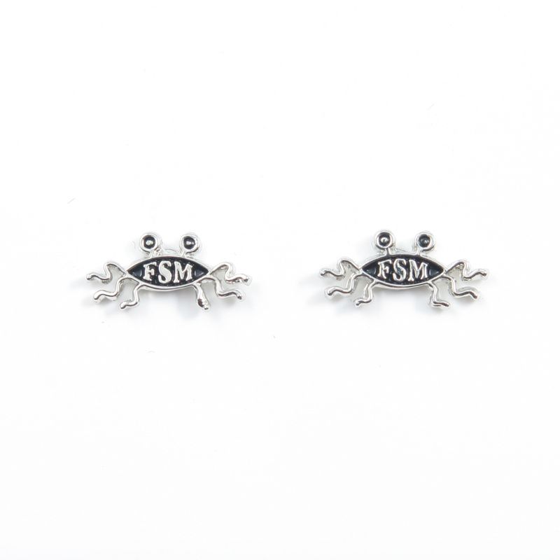 Flying Spaghetti Monster Earrings - Silver Finish, Pair (single item)