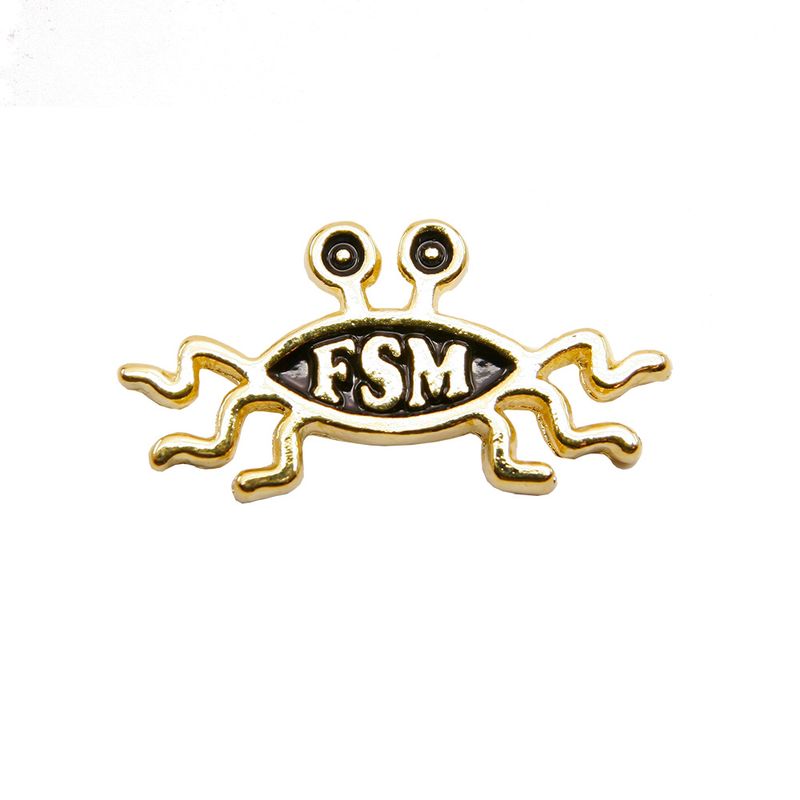 Shapely Flying Spaghetti Monster/FSM Pin, Gold Finish (single item)