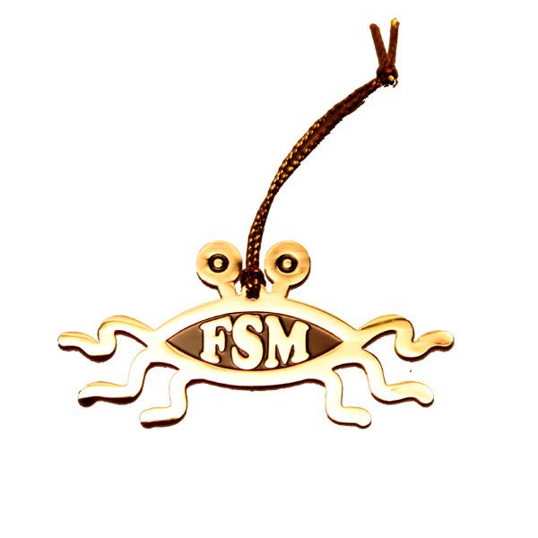 Flying Spaghetti Monster Hanging Ornament - Gold Finish (single item)