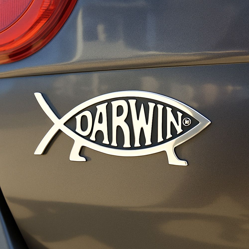 All Metal Darwin Fish Car Emblem (single)