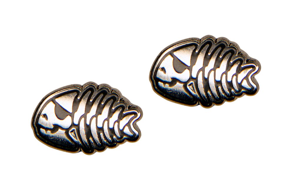 Jolly Pirate Fish Earrings - Silver Finish, Pair (single)