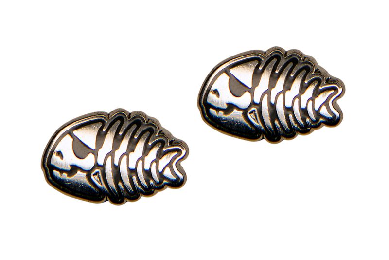 Jolly Pirate Fish Earrings - Silver Finish, Pair (single item)