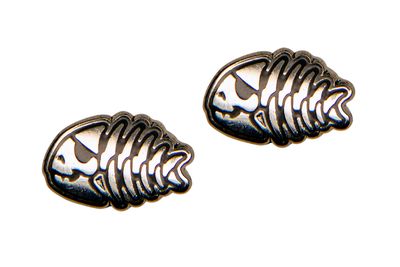 Jolly Pirate Fish Earrings - Silver Finish, Pair (single)