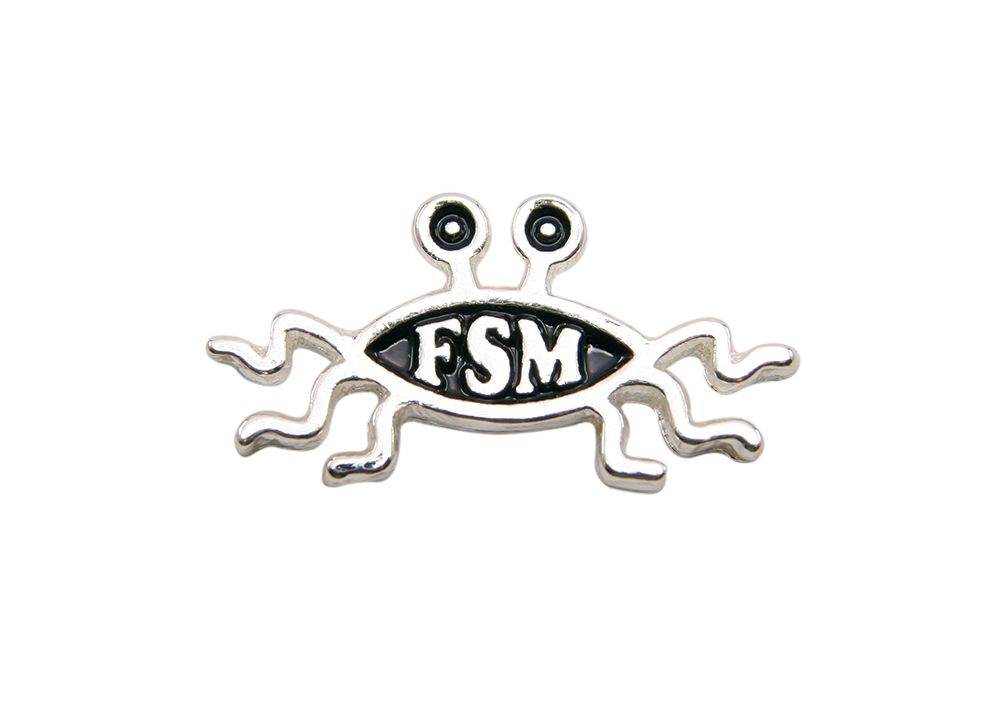 Flying Spaghetti Monster/FSM Shapely Lapel Pin, Silver (single item)