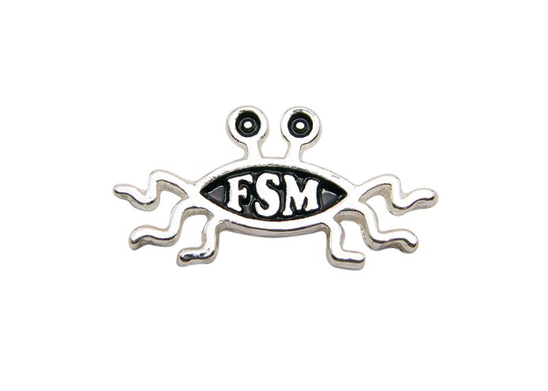 Flying Spaghetti Monster/FSM Shapely Lapel Pin, Silver (single item)