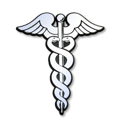 Caduceus/Medical Symbol 3D Stick-on Emblem, 3.5in, ABS (10-Pack)
