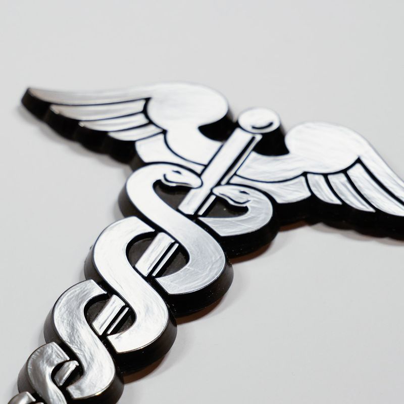 Caduceus/Medical Symbol 3D Stick-on Emblem, 3.5in, ABS (10-Pack)