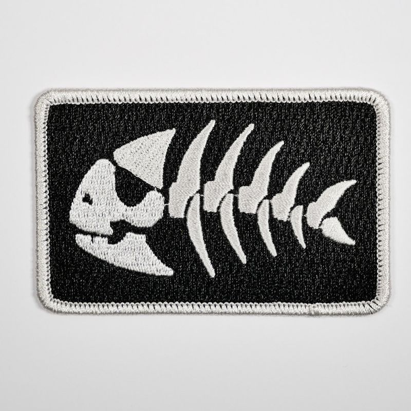 Pirate Fish Bones/Pastafarianism Iron-on Patch, 3.5in (single item)