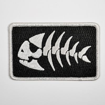 Pirate Fish Bones/Pastafarianism Iron-on Patch, 3.5in (single)