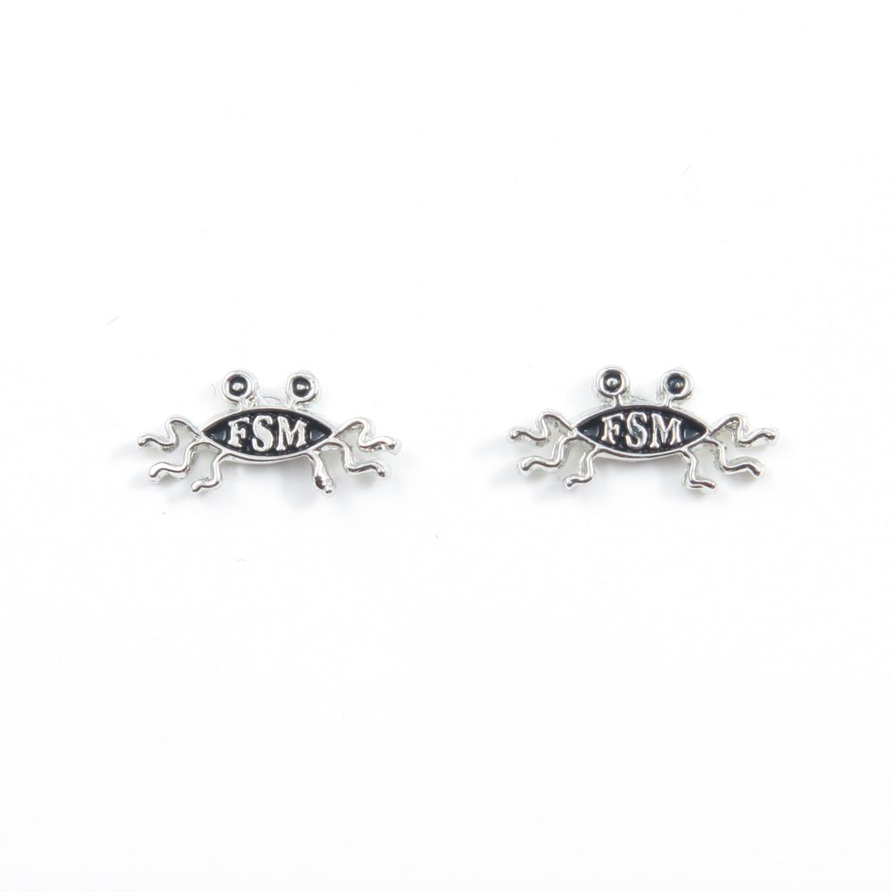 Flying Spaghetti Monster Earrings - Silver Finish, Pair (single item)