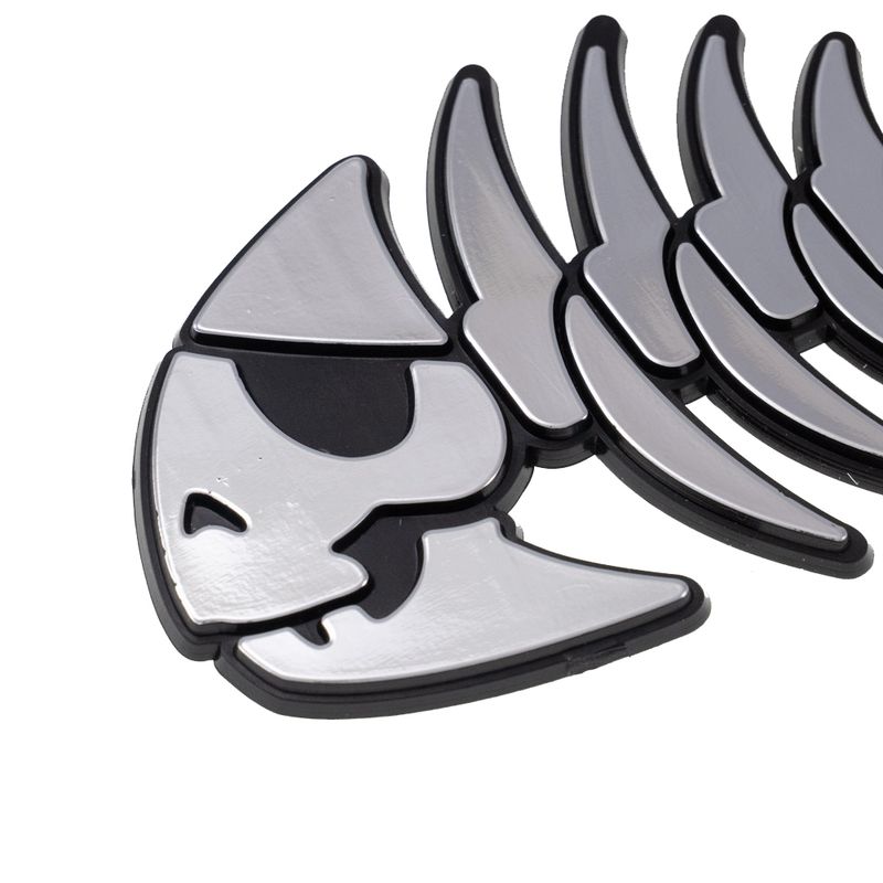 Pirate Pastafarian Fish Bones Car Emblem, 4.25in, ABS (10 pack)