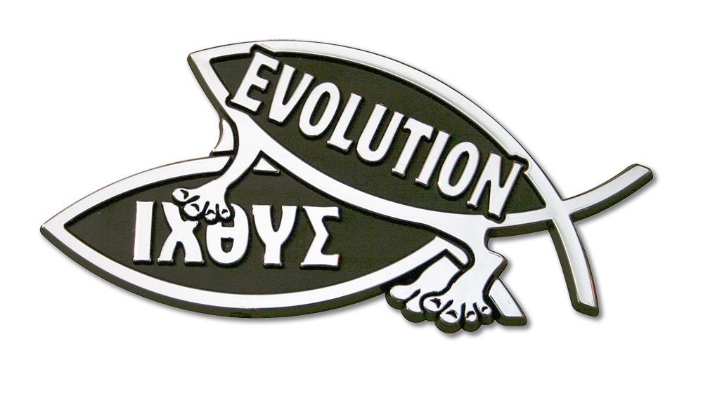 Procreation Fish Car Emblem/EVOLUTION, 4.5in, ABS (10-Pack)