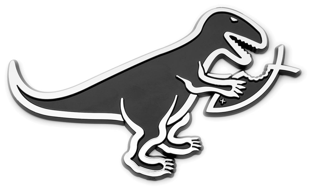 T-Rex Fish Snack 3D Stick-on Car Emblem, 5.5in, ABS (10-Pack)