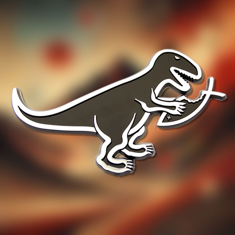 T-Rex Fish Snack 3D Stick-on Car Emblem, 5.5in, ABS (10-Pack)