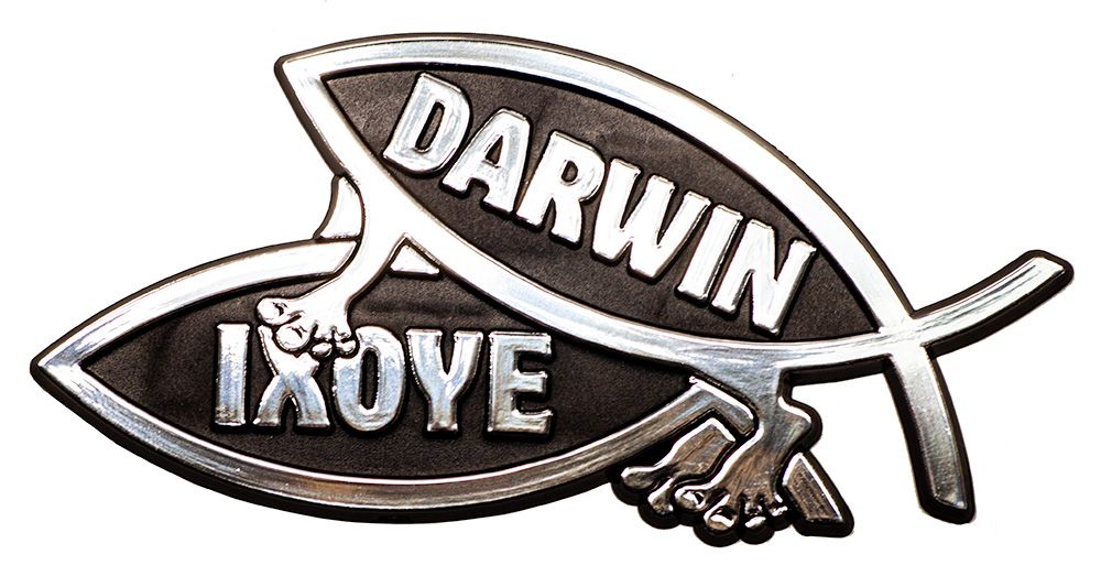 Procreation Fish Car Emblem/DARWIN, 4.5in, ABS (10-Pack)