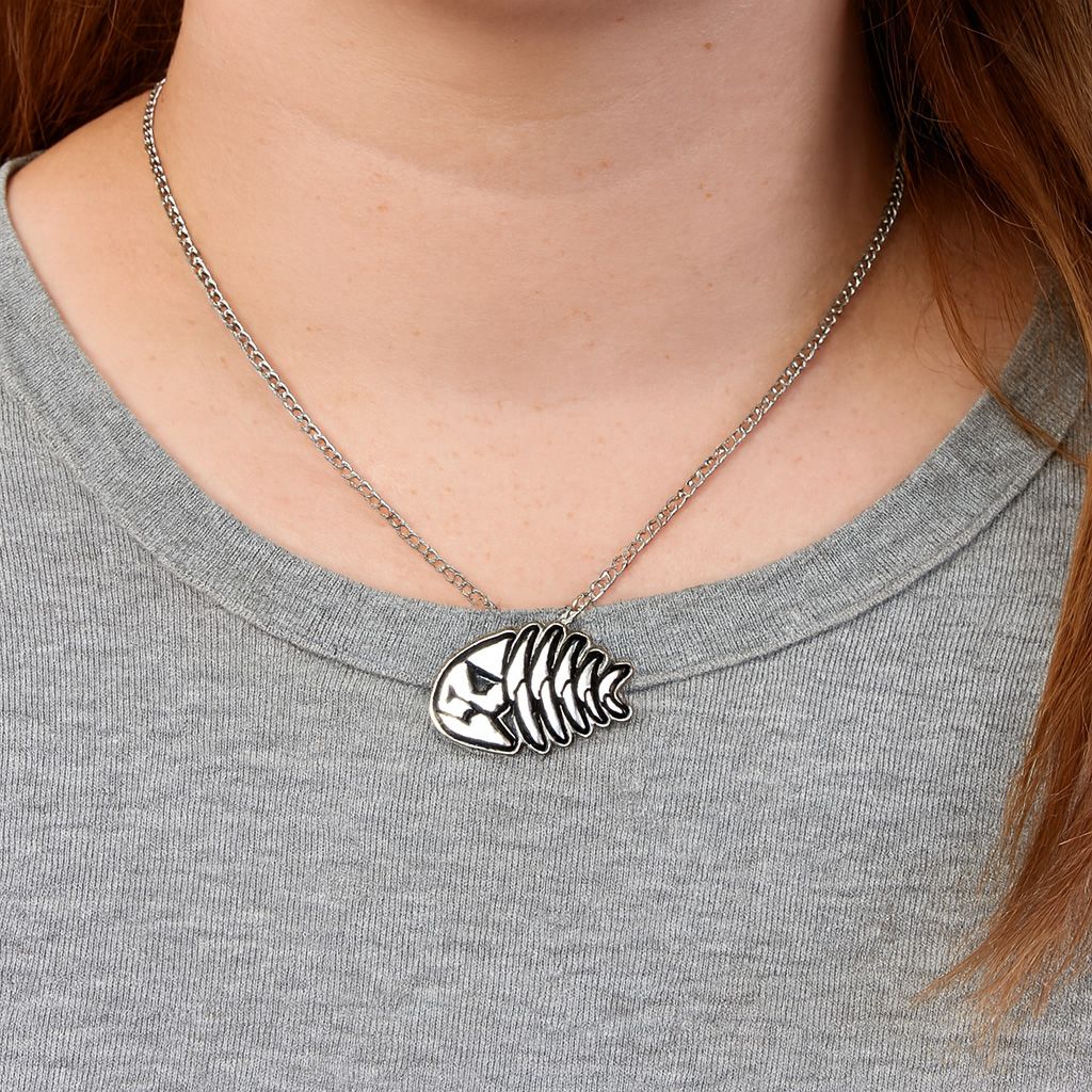 Pirate Fish Pastafarianism Necklace – Bright Silver Finish (single)