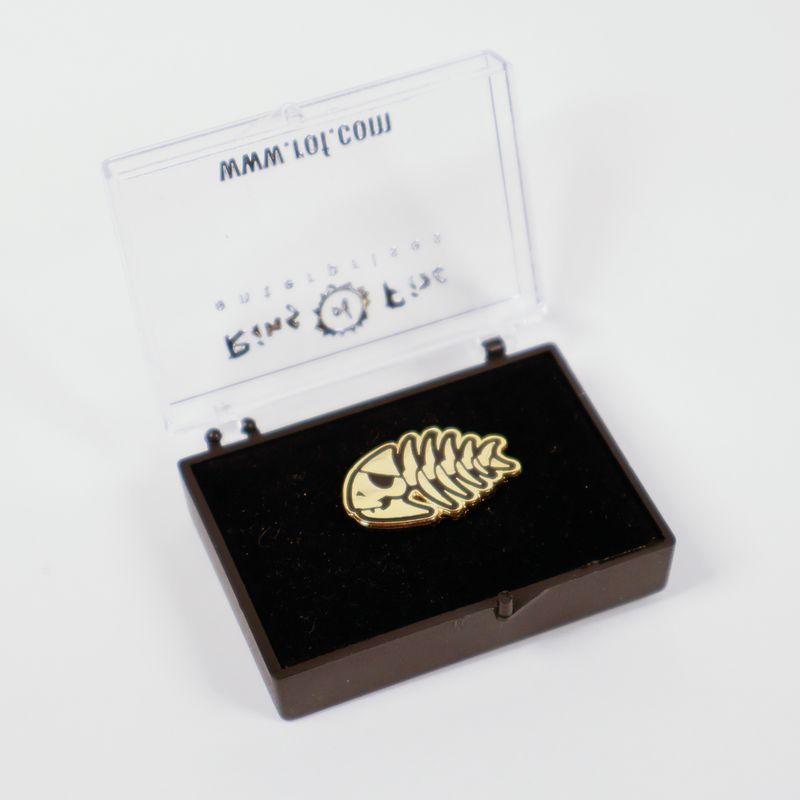 Pirate Pastafarian Fish Bones Lapel Pin, Gold (single item)