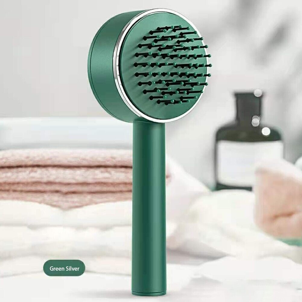 Radiant Hair X Self Cleaning Massaging Hairbrush - Green