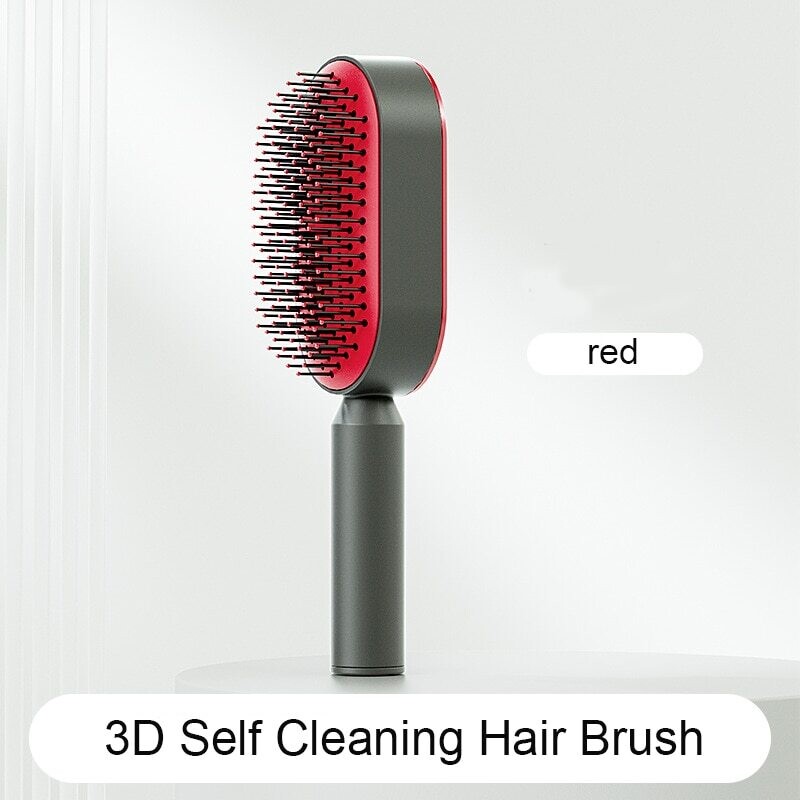 Radiant Hair X Self Cleaning Massaging Hairbrush - Red
