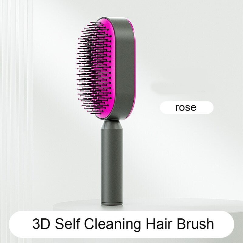 Radiant Hair X Self Cleaning Massaging Hairbrush - Rose
