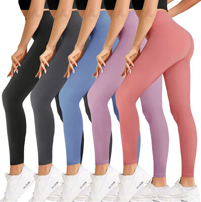 Solid Color High Waist Yoga Leggins, Women's Activewear, Stretchy Sports Fitness Leggings